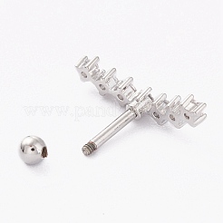 Brass Micro Pave Clear Cubic Zirconia Barbell Cartilage Earrings&nbsp;X-AJEW-P017-09P