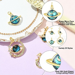 4Pcs 4 Styles Rack Plating Brass Micro Pave Cubic Zirconia Pendants&nbsp;KK-YW0002-79