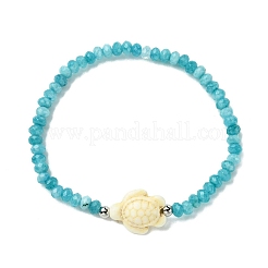 2Pcs 2 Styles Synthetic Turquoise & Dyed Natural Malaysia Jade Rondelle Beads Beads Stretch Bracelets for Women&nbsp;BJEW-JB13599-01