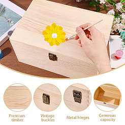 Pine Wood Flip Top Storage Boxes&nbsp;CON-WH0095-231