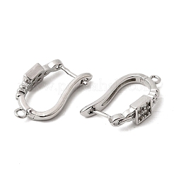 Square Brass Micro Pave Clear Cubic Zirconia Hoop Earring Findings&nbsp;KK-A289-07P