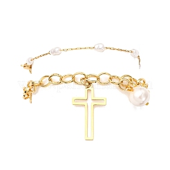 2Pcs 2 Styles 316 Surgical Stainless Steel Plastic Imitation Pearl Beads Link Bracelets & 304 Stainless Steel Charm Bracelets Set for Women&nbsp;BJEW-JB12423