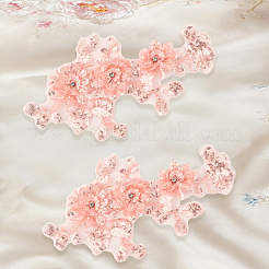 2Pcs 2 Styles Polyester Silk Lace Cloth Patches&nbsp;DIY-CY0002-01