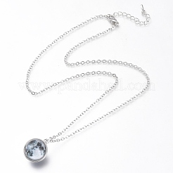 Glass Pendant Necklace&nbsp;NJEW-D281-B-13S