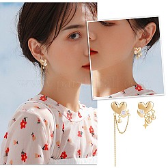 Clear Cubic Zirconia Heart with Moon & Star Asymmetrical Earrings&nbsp;JE968A