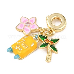 Rack Plating Brass Cubic Zirconia Summer European Dangle Charms&nbsp;KK-P287-01B-G