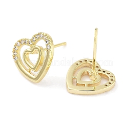 Brass Micro Pave Clear Cubic Zirconia Studs Earring for Women&nbsp;EJEW-S217-A07