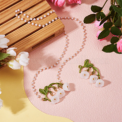 Lily of the Valley Glass Conntctor Charms&nbsp;PALLOY-TAC0098