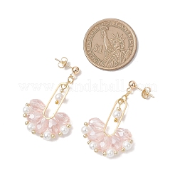 Fan Glass Dangle Stud Earrings&nbsp;EJEW-MZ00674-02