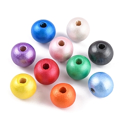 100Pcs 10 Colors Painted Natural Wood Beads&nbsp;WOOD-YW0001-08
