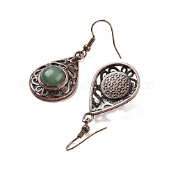 Natural Green Aventurine Teardrop Dangle Earrings&nbsp;EJEW-B055-02R-24