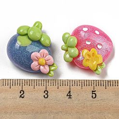 Flower Fruit Opaque Resin Decoden Cabochons with Glitter Powder&nbsp;RESI-G099-04
