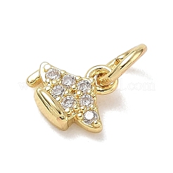 Brass Micro Pave Clear Cubic Zirconia Charms&nbsp;RB-CBA6830-21G