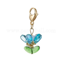 Glass Flower Pendant Decorations&nbsp;HJEW-MZ00206-06