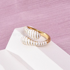 Brass Enamel Cuff Open Rings for Women&nbsp;RJEW-A098-01G-03
