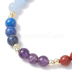 Natural Amethyst & Red Jasper & Red Aventurine & Synthetic Hematite & Lapis Lazuli & Citrine & White Jade & Green Aventurine Beaded Stretch Bracelets for Girls&nbsp;BJEW-JB12174