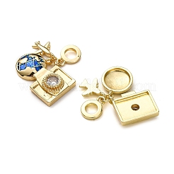 Brass Enamel Airplane & Earth & Camera European Dangle Charms&nbsp;KK-M309-18G-01