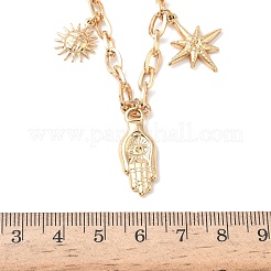 304 Stainless Steel Hamsa Hand Heart Sun Pendant Bib Necklaces for Women&nbsp;NJEW-B151-02G