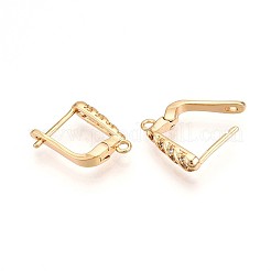 Brass Micro Pave Cubic Zirconia Hoop Earring Finding&nbsp;KK-N261-40G