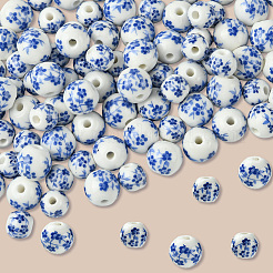 100Pcs 2 Styles Handmade Flower Printed Porcelain Ceramic Beads&nbsp;PORC-LT0001-11