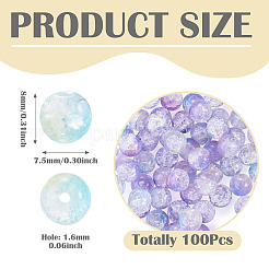 100Pcs Crackle Transparent Glass UV Reactive Beads&nbsp;GLAA-TA0004-28B