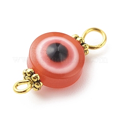 Flat Round Evil Eye Resin Connector Charms&nbsp;PALLOY-JF01799-01