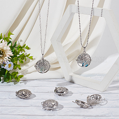 10Pcs Filigree Flat Round Brass Cage Pendants&nbsp;KK-SC0005-91