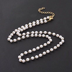 PVD Vacuum Plating 304 Stainless Steel Beaded Necklaces&nbsp;NJEW-E064-08G