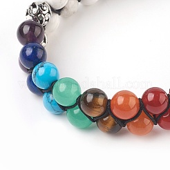 Chakra Natural Howlite Braided Bead Bracelets&nbsp;BJEW-O164-A01