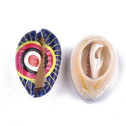 Printed Natural Cowrie Shell Beads&nbsp;X-SSHEL-T007-15