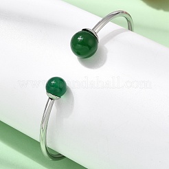 304 Stainless Steel & Nautral Gemstone Torque Bangles&nbsp;BJEW-H644-10P