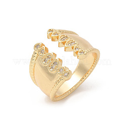 Brass Micro Pave Clear Cubic Zirconia Cuff Finger Rings for Women&nbsp;RJEW-B112-14G