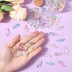 100Pcs Baking Paint Transparent Glass Pendants&nbsp;GLAA-YW0004-81A