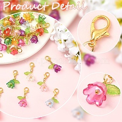 48Pcs 8 Colors Acrylic Pendant Decorations&nbsp;HJEW-YW00190