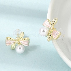 2Pairs Alloy Enamel & Rhinestone & Plastic Pearls Stud Earrings for Women&nbsp;AL-CBA004A-04G