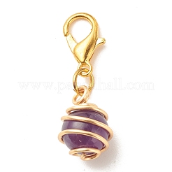 Round Gemstone Spiral Bead Cage Pendant Decorations&nbsp;HJEW-JM00656