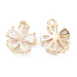 Brass Clear Cubic Zirconia Pendants&nbsp;X-ZIRC-O042-02G