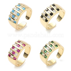 Brass Micro Pave Cubic Zirconia Cuff Open Rings&nbsp;RJEW-C158-04G