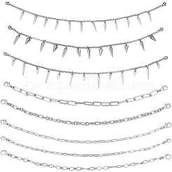 8Pcs 8 Styles Punk Style 304 Stainless Steel Rolo Chains & Alloy Cap Chain&nbsp;HJEW-SC0002-43