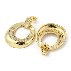 Oval Rack Plating Brass Micro Pave Cubic Zirconia Dangle Stud Earrings&nbsp;EJEW-F331-21G
