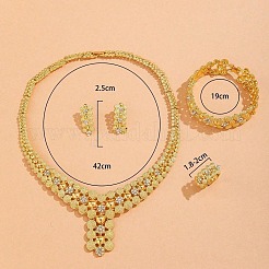 Zinc Alloy Rhinestone Bracelets & Earrings & Necklaces & Rings Sets&nbsp;FS-WG1CFA3-01