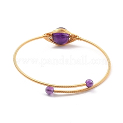 Natural Amethyst Wrapped Cuff Bangle&nbsp;BJEW-A122-03B