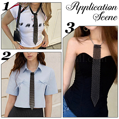 1Pc Resin Rhinestone Fishing Net Necktie for Women&nbsp;AJEW-CY0003-21B