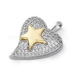 Brass Micro Pave Cubic Zirconia Pendants&nbsp;KK-S510-32GP-02