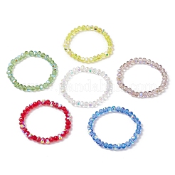 Transparent Electroplate Glass Beads with Korean Elastic Crystal Thread Bracelets&nbsp;BJEW-JB11687