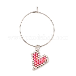 Glass Heart Wine Glass Charms&nbsp;AJEW-JO00191