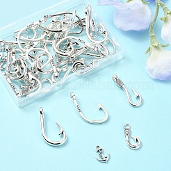 50Pcs 5 Styles Tibetan Style Alloy Hook Clasps&nbsp;TIBE-YW0001-66