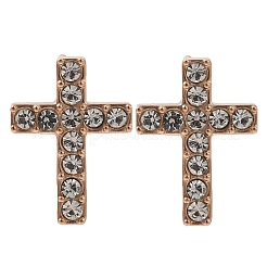 Ion Plating(IP) 304 Stainless Steel Cross Stud Earrings&nbsp;EJEW-C099-10RG