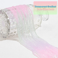 20 Strands Transparent Gradient Color Glass Beads Strands&nbsp;GLAA-GA0001-79C