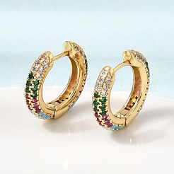 Brass Micro Pave Cubic Zirconia Hoop Earrings&nbsp;KK-CBA8324-24G